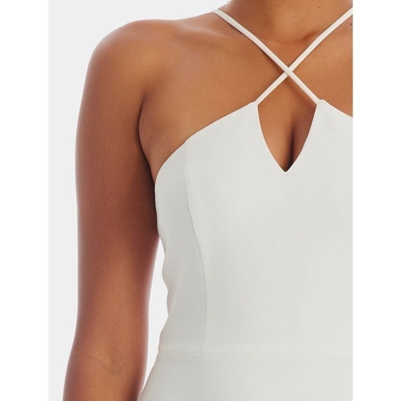 NWT AIDAN MATTOX Ivory Crisscross Halter Neck Sleeveless Ruffle Hem Dress 10 - Picture 12 of 12